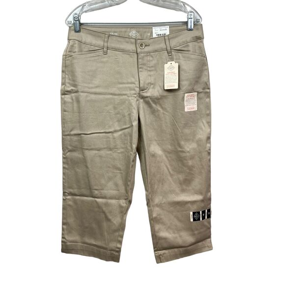 St. John's Bay Womens Capri Pants Stretch Tummy‎ Control Slit Pockets Tan Sz 12 - Picture 1 of 7